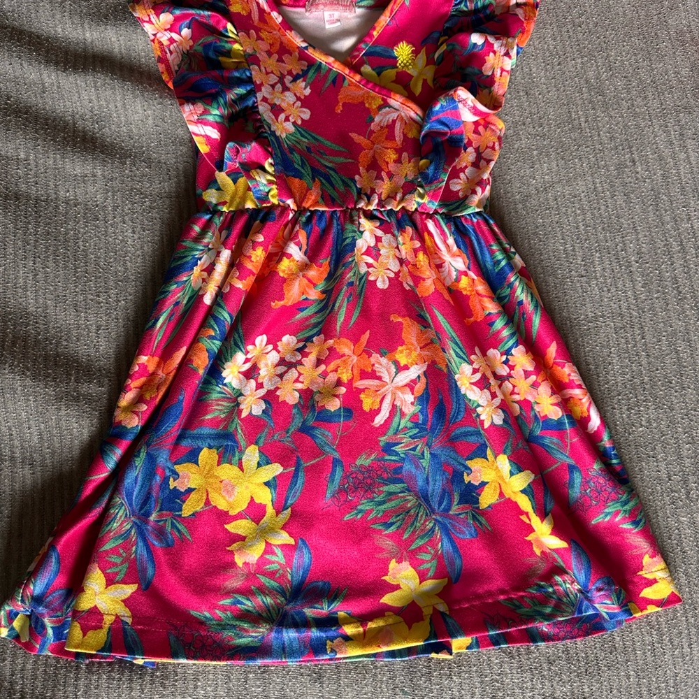 Tommy Bahama Girls' Bright Pink Tropical Floral Wrap Dress